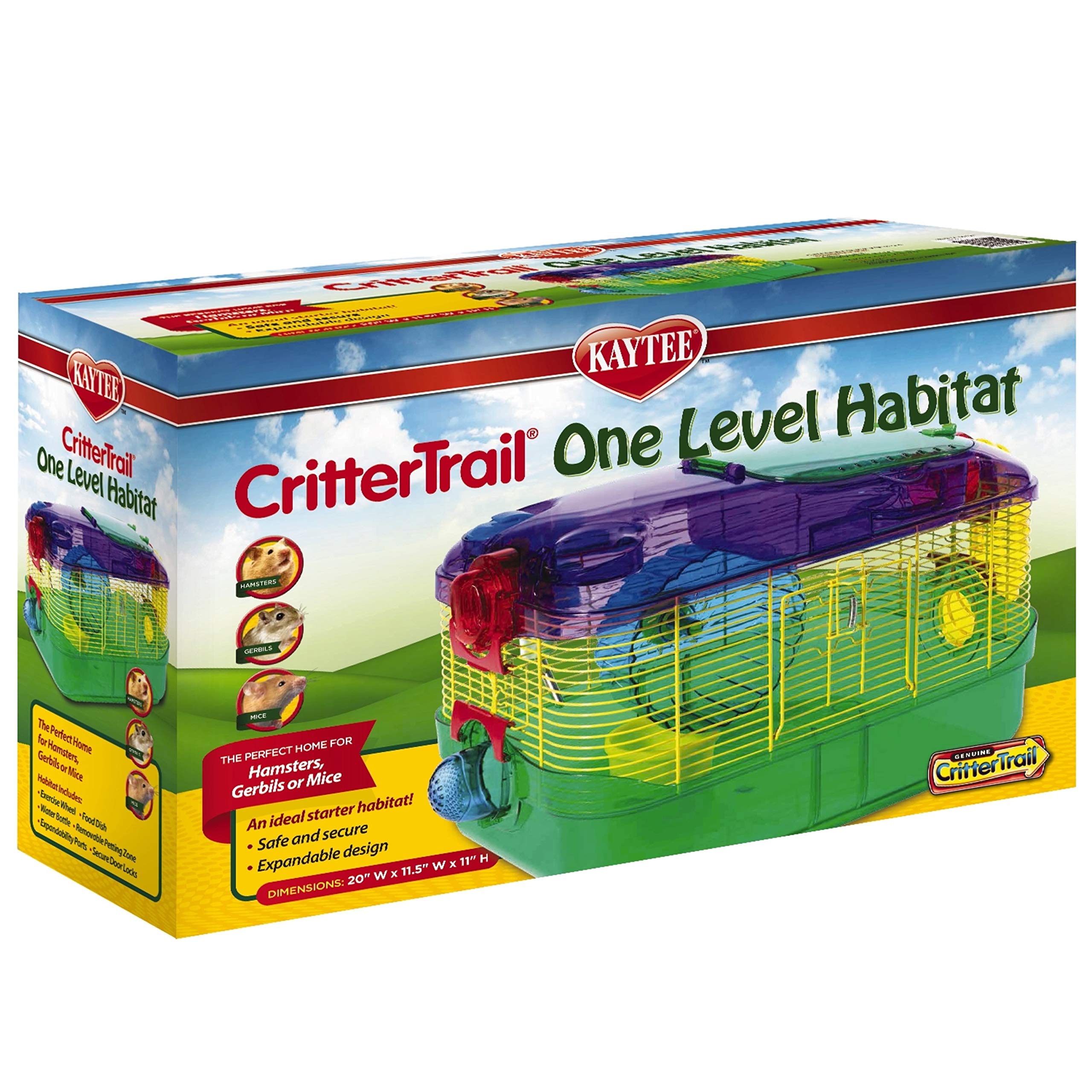 Kaytee Critter Trail-1, One Level Habitat Cage for Hamsters, Gerbils, Mice, Narrow Wire Spacing, White