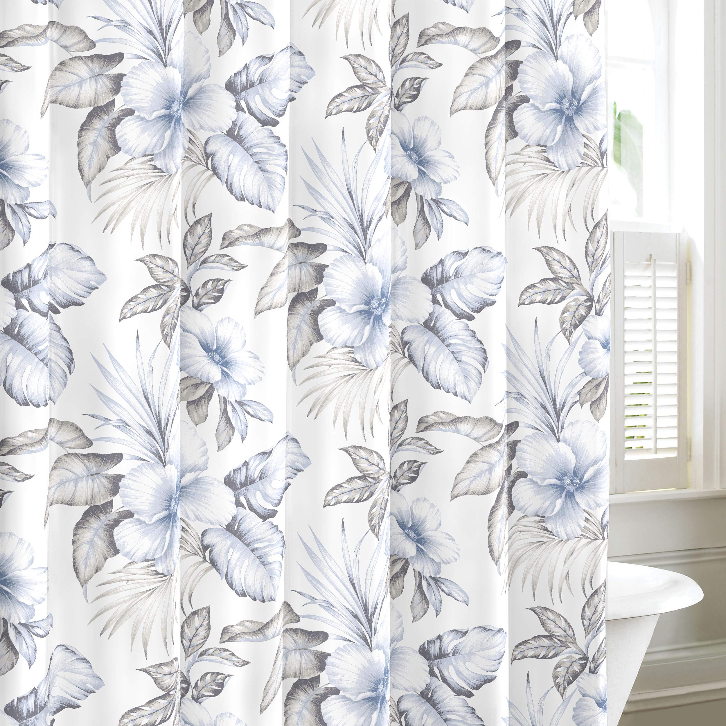 Tommy Bahama Shower Curtain, Cotton, Grey, 72x72 — image 1