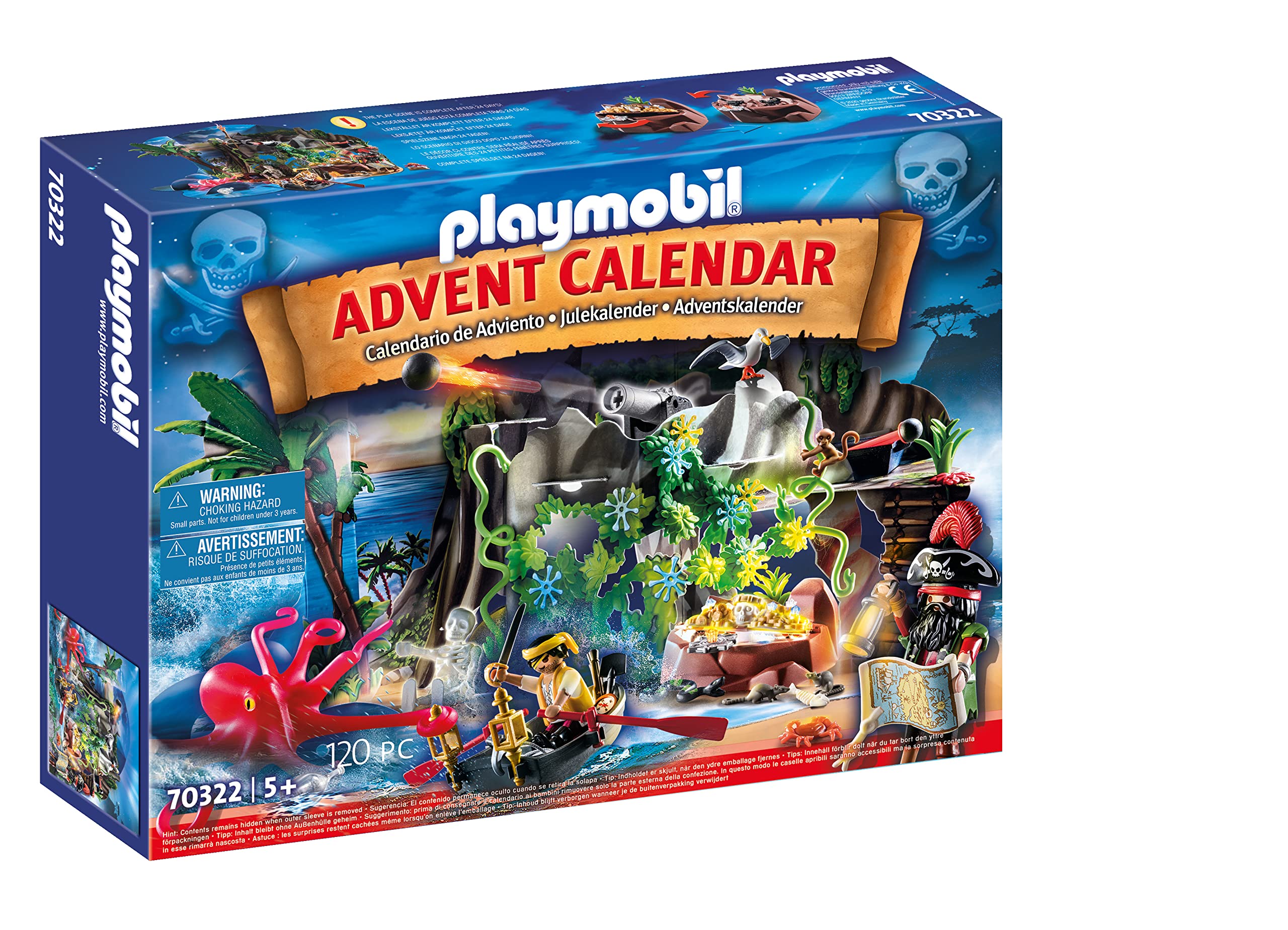 Playmobil 70322 Pirates Advent Calendar with Cannon and Treasure, for Children Ages 5+, Fun Imaginative Role-Play, PlaySets Suitable for Children Ages 4+
