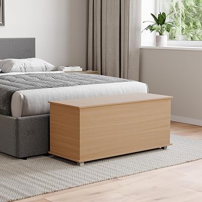 Vida Designs Leon Wooden Pouf Storage Box with Lift Lid Pine Wood