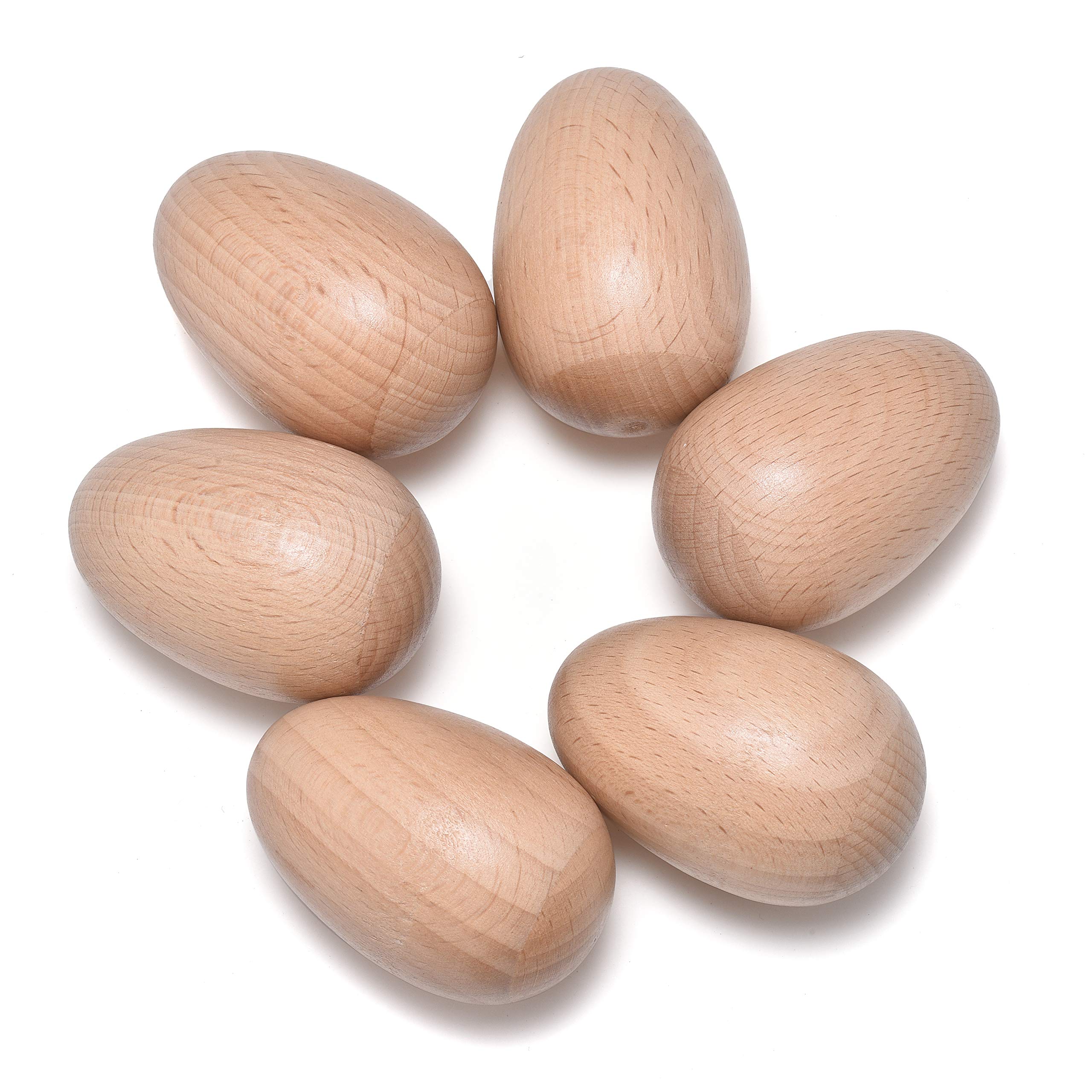Photo 1 of 6 PCS Wood Egg Shakers Set, Musical Percussion Instruments, Natural Finish