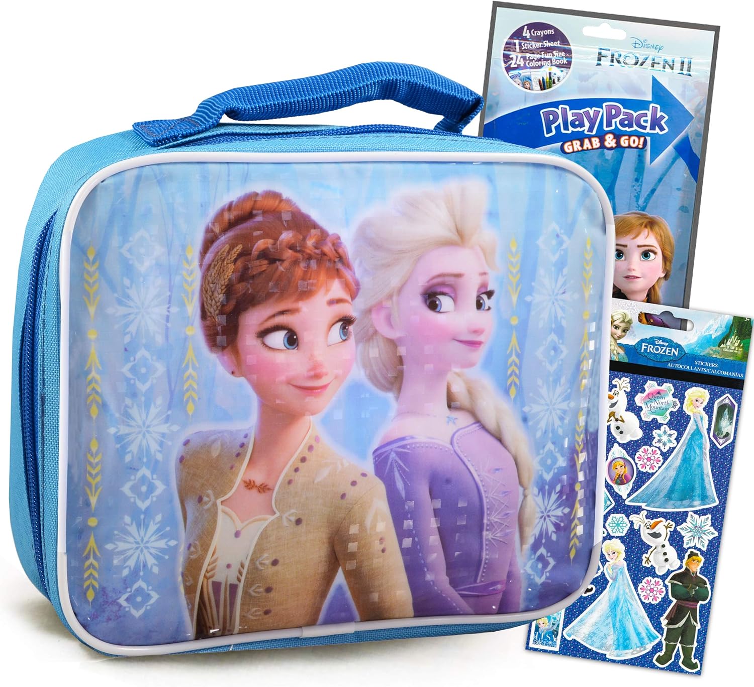Disney Frozen Lunch Box Travel Activity Set Insulated Frozen Lunch Bag with Frozen