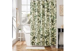 Ohocut Boho Shower Curtain Green Cute Floral Shower Curtains for Bathroom Allover Jungle Tropical Leaves Plant Shower Curtain Waterproof Polyester Fabric 72x72 Inch
