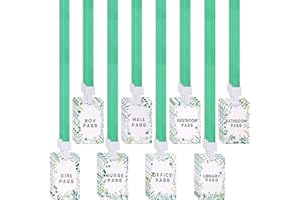 KOLEWO4EVER 48 Pieces Greenery Flora Eucalyptus Passes Set: 24 Pieces Passes and 24 Pieces Lanyards Hall Pass Restroom Pass Bathroom Pass Nurse Pass Library Pass Office Pass Girl Pass Boy Pass(Eucalyptus)