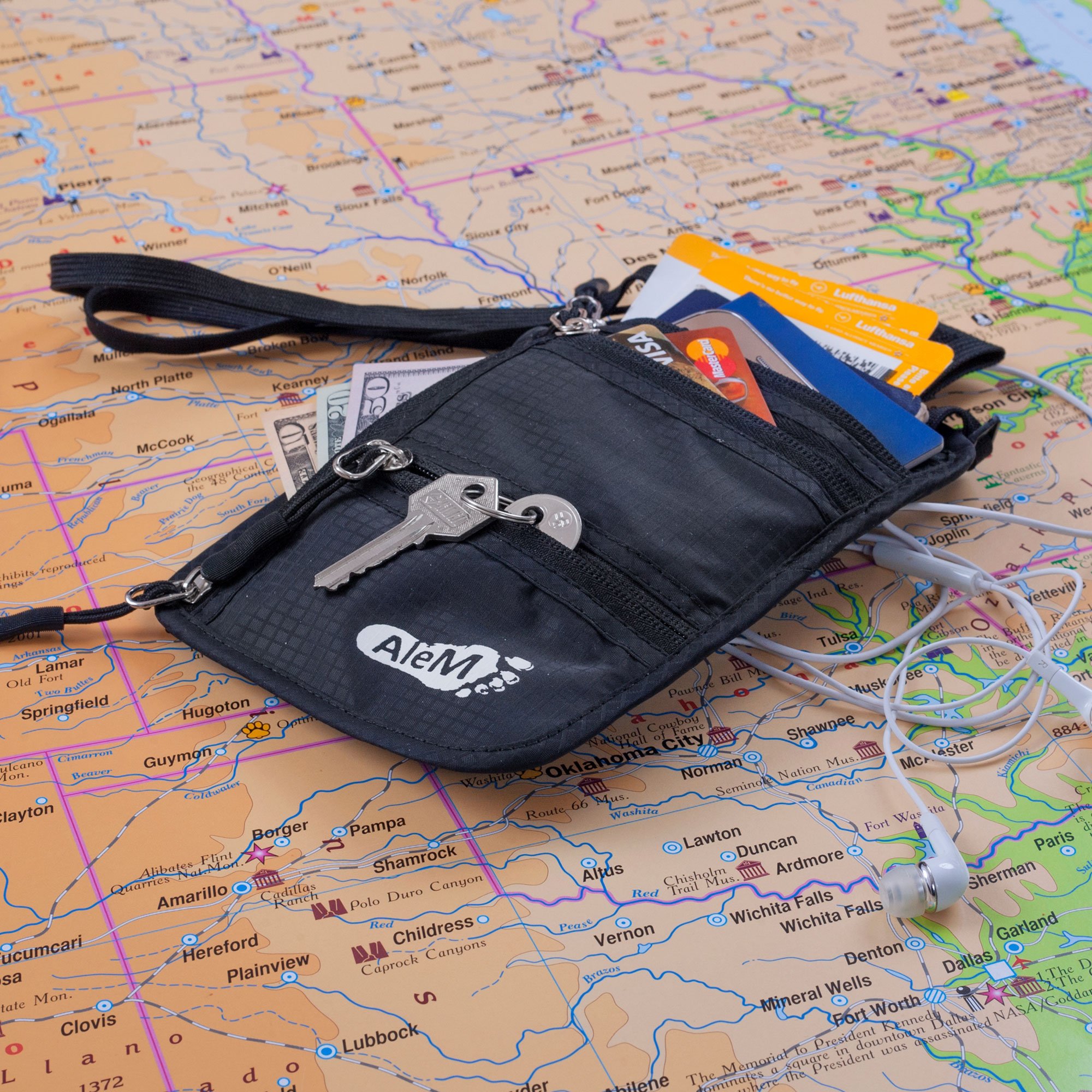 Travel Neck Wallet & Passport Holder - Hidden RFID Pouch with Safety and Secure Anti-Theft Blocking [Black]