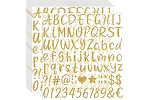 HUIMDERY 1215Pcs Gold Letter Stickers 15 Sheets Alphabet Stickers Vinyl 1 Inch Stick on Letters Glitter Self-Adhesive Waterproof ABC Number Stickers for Graduation Cap Water Bottles Scrapbook Crafts (15, Gold)