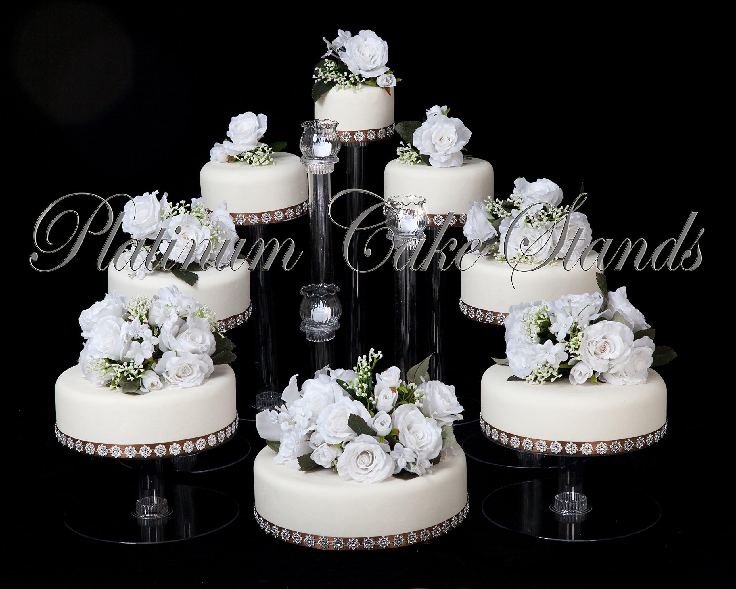 8 Tier Cascade Wedding Cake Stand w/ 3 Votive Candle Set (STYLE R802)