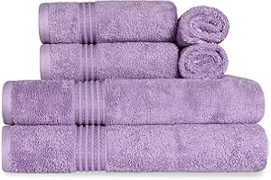 SUPERIOR Egyptian Cotton 6-Piece Towel Set, Bathroom Essentials, Towels for Bathroom, Apartment, Airbnb, Guest Bath, Face, Hand, Bath Towels, Washcloths, Absorbent, Fast Drying, Royal Purple