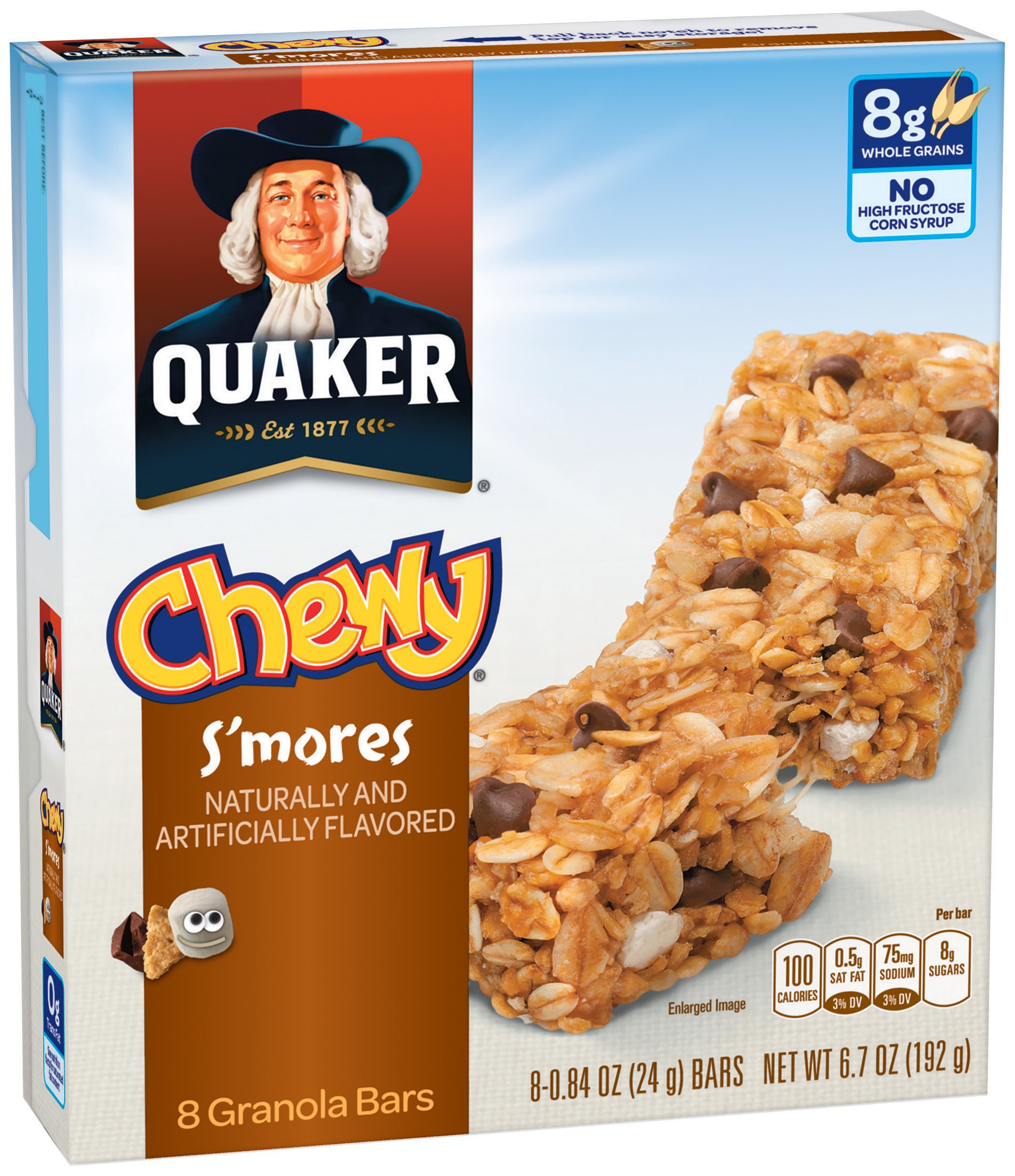 Quaker Chewy Granola Bar, S'mores, 8Count Bars (Pack Of 12)(Packaging