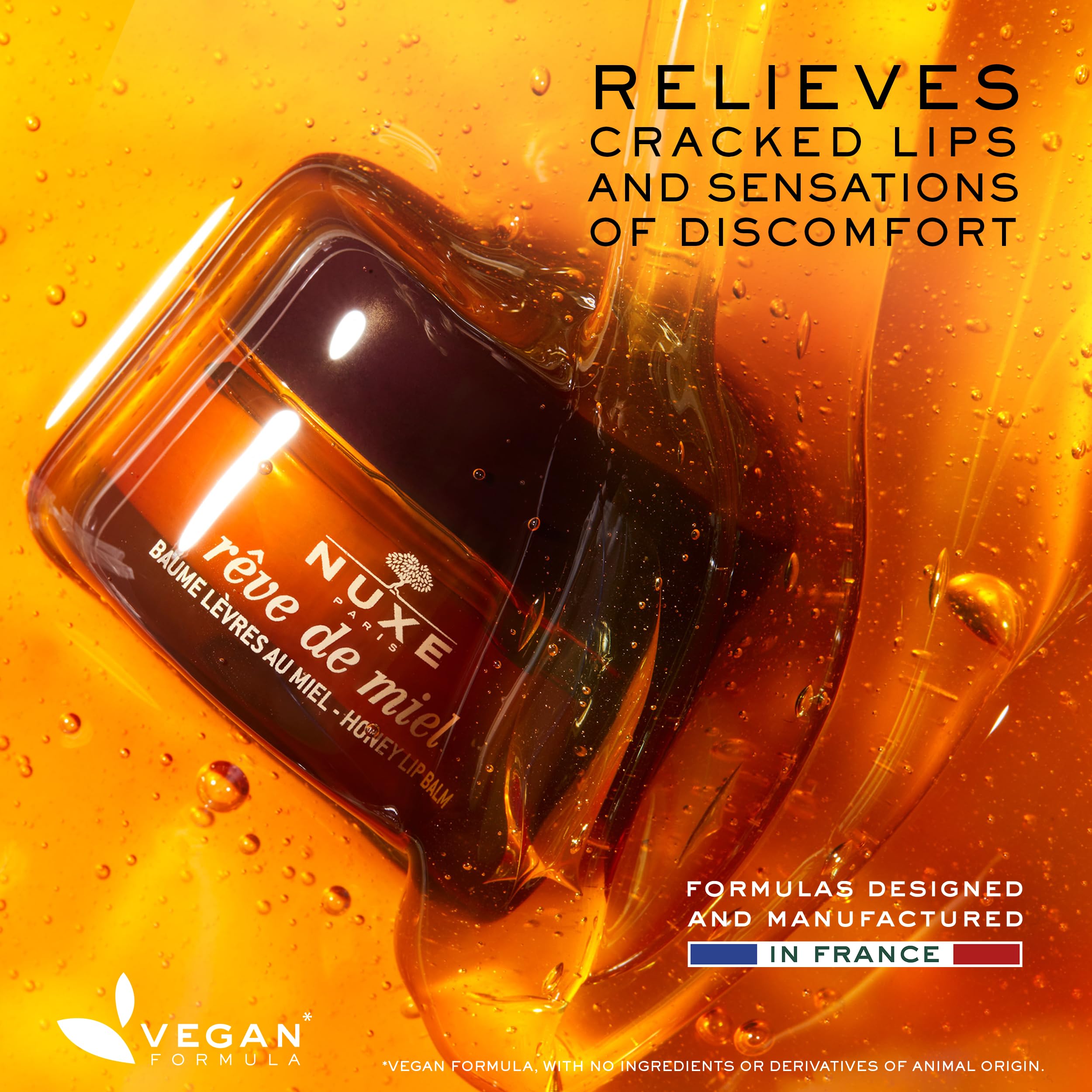 Nuxe Rêve de Miel Ultra Nourishing Lip Balm With Honey Shea Butter and Vitamin E for Cracked and Dry Lips, 0.52 Oz