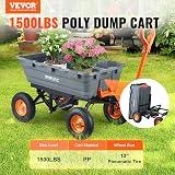 VEVOR Poly Garden Dump Cart 1500 lbs Capacity, 13" Tires, Steel Frame view 2