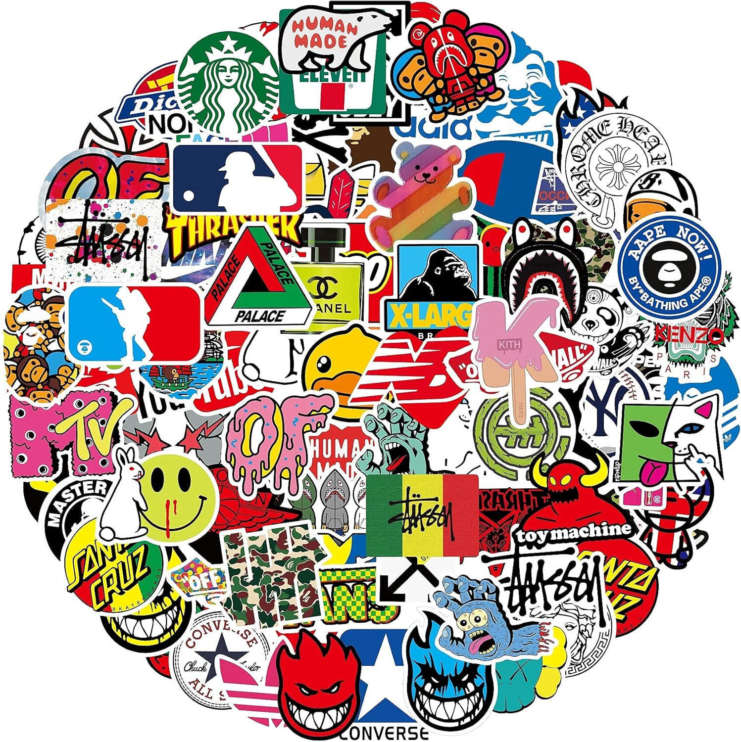 Cool Brand Stickers 100 Pack Decals Laptop Computer Skateboard Helmet Laptop Bicycle Hypebeast Bomb Sticker: Computers & Accessories