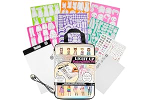 Fashion Angels Fashion Design Light Up Sketch & Tracing Pad, Includes Holograpic Carrying Case, USB, Ultra Thin Tablet, 350+ Stencils & Stickers, Ideal for Kids Ages 8+