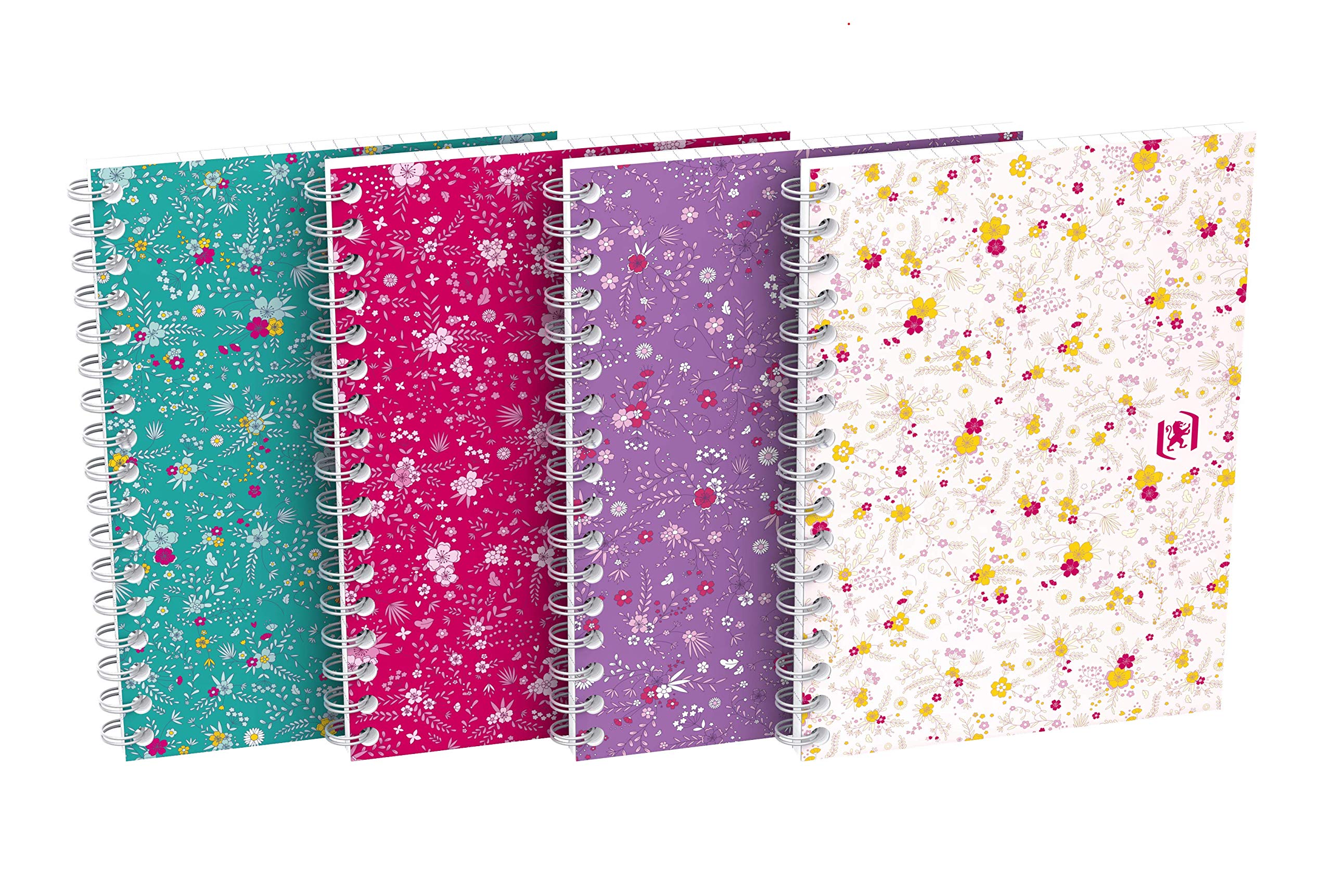 Oxford Spiral Notebook A6 Floral Squared 100 Pages Soft Cover 4 Designs (Pack of 10)