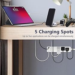 LIDER Outlet Extender with 3 Receptacles, 12W USB