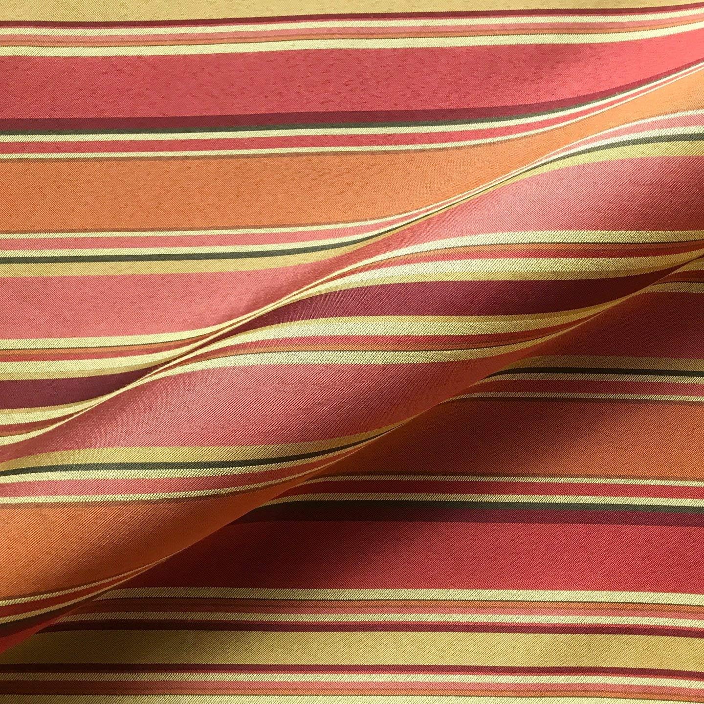 Red Gold Contemporary Stripe Woven Upholstery Fabric by The Yard 54"