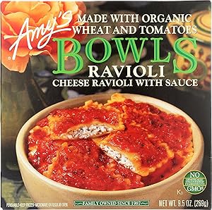 Amy's Frozen Meals, Pasta Bowl, Cheese Ravioli with Tomato Sauce, 9.5 Ounce