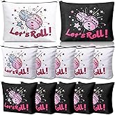 SilTriangle 12 Pcs Bunco Gifts for Women Bunco Makeup Bags Let's Roll Dice Game Makeup Bags Casino Lover Gifts Travel Zipper Pouch Dice Game Present Birthday Present for Women Players