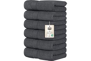 Utopia Towels 6 Piece Premium Hand Towels Set, 16 by 28 inches, 100% Ring Spun Cotton, Lightweight and Highly Absorbent Towels for Bathroom, Travel, Camp, Hotel, and Spa, Grey