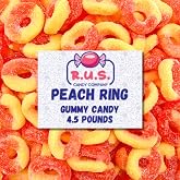 Peach Rings Gummies 4.5 Lbs Bag- Soft Chewy Peach Gummy Candy - Sweet Fruity Peach Ring Candy - Bulk Candy Rings for Party Snacks &amp; Candy Buffet - Gluten Free Gummy Rings (Peach)