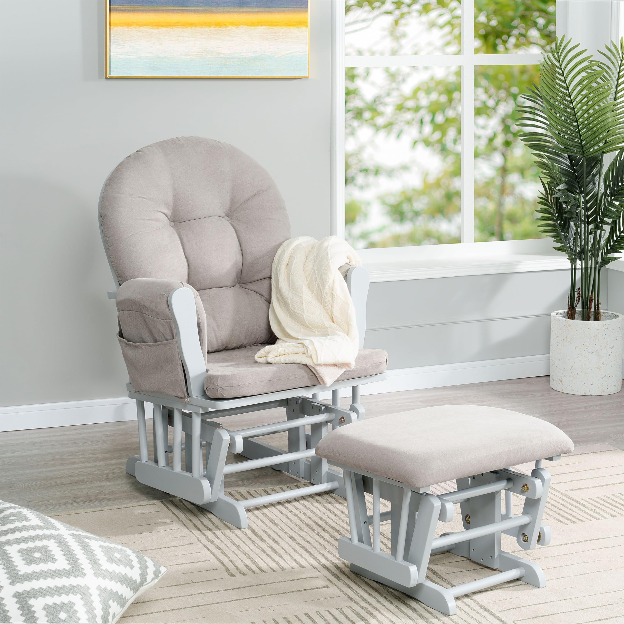 Naomi Home Glider and Ottoman Set Light Gray/Light