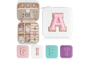 Parima Christmas Gifts for Girls Kids - 3 4 5 6 7 8 9 10 11 12 13 14 Year Old,Gifts for Teens Kids Daughter Sister Birthday Gifts for Women Travel Jewelry Case Small Jewelry Box | Letter A, White