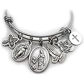 St. Elizabeth of Hungary Bangle Bracelet, Patron Saint Confirmation, Catholic Jewelry Gift