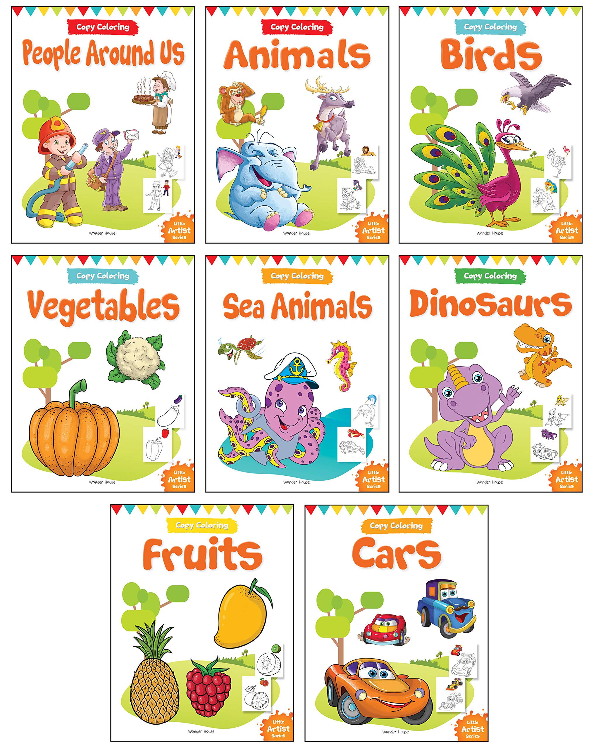 Little Artist Copy Colouring Boxset: Pack of 8 Books (Birds, Sea Animals, Fruits, Vegetables, Dinosaurs, Cars and People Around Us): Set of 8 books … Dinosaurs, Cars and People Around Us) Little Artist Copy Colouring Boxset: Pack of 8 Books (Birds, Sea Animals, Fruits, Vegetables, Dinosaurs, Cars and People Around Us): Set of 8 books … Dinosaurs, Cars and People Around Us)