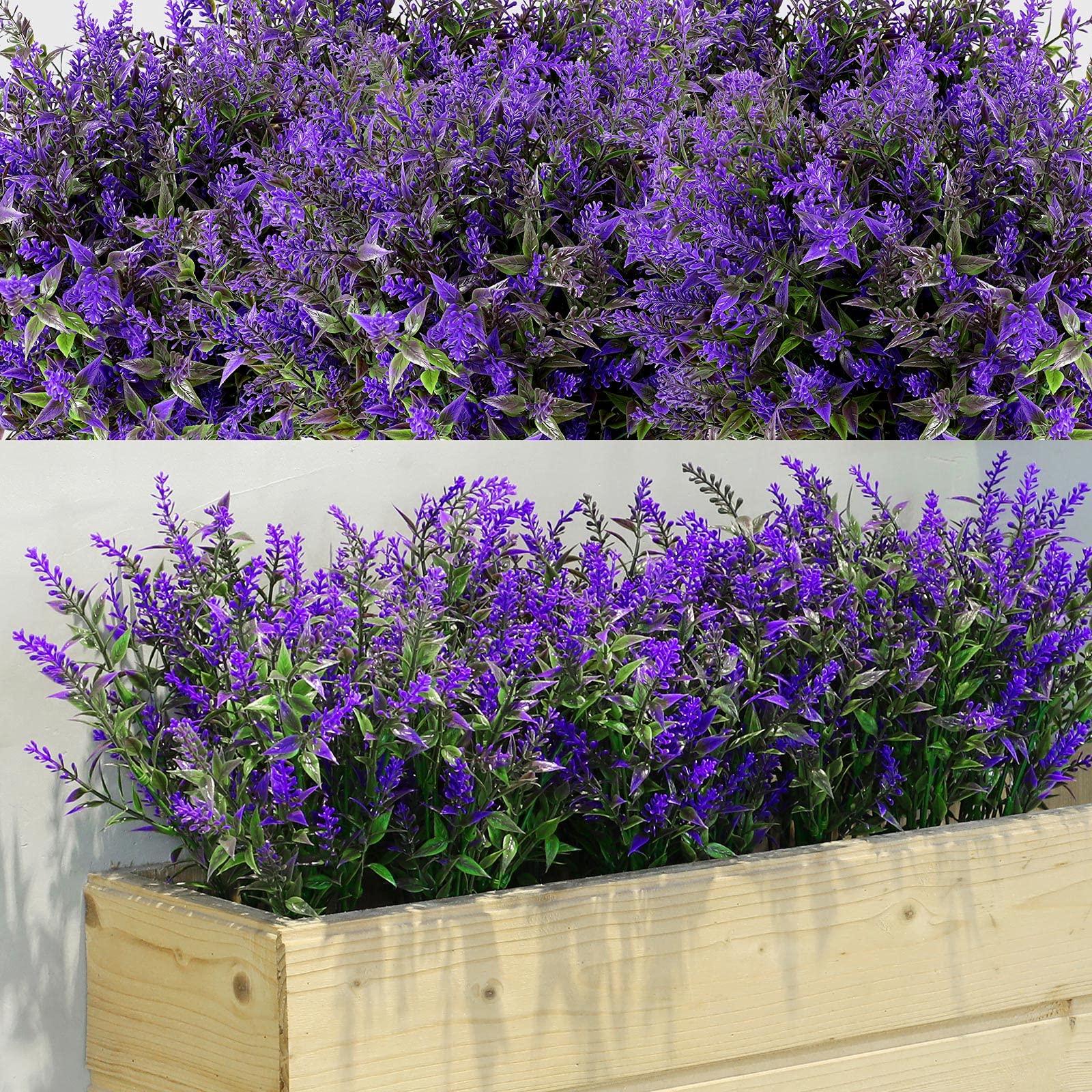 WILLBOND 12 Pcs Outdoor Artificial Lavender Flowers Bouquets Decorative Faux Lavender Flower Artificial Plastic Plants Indoor and Outdoor for Home, Bedroom, Office, Garden Wedding Party Table Decor