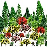 MOMOONNON 32pcs Model Trees 1.1-5.1inch Mixed Diorama Model Tree Colourful Flower Trees Grass Architecture Mini Trees for Crafts Building Model Railway Scenery Landscape Supplies (Style 01)