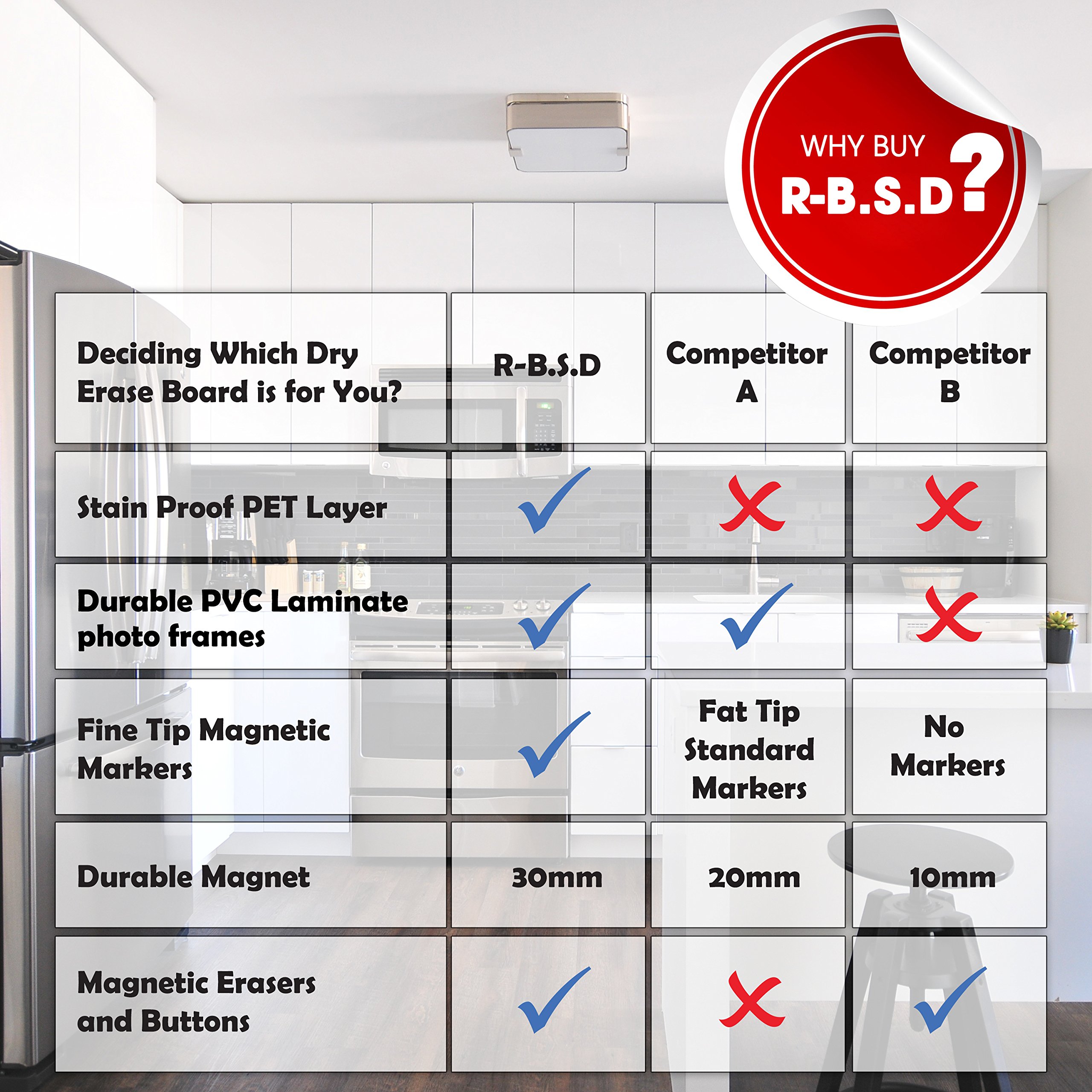Smart Magnetic Dry Erase Calendar - Refrigerator Whiteboard Monthly Planner Will Organize Your Life to a Tee - 17\
