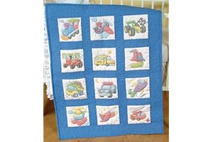 Jack Dempsey Needle Art 30079 Nursery Quilt Transportation Blocks, 12 Quilt Blocks, 9-Inch-by-9-Inch, White