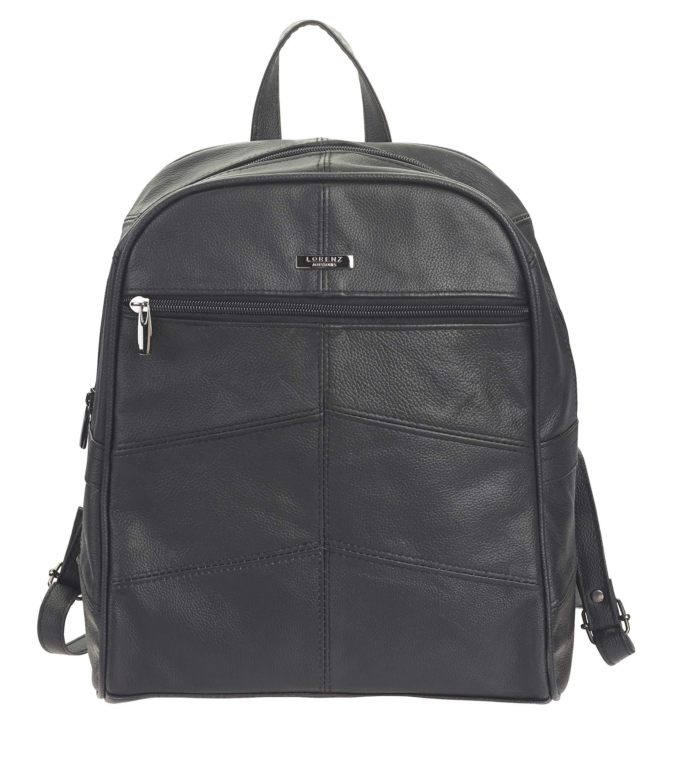 Ladies/Womens Large Genuine Leather Backpack/Rucksack in Black