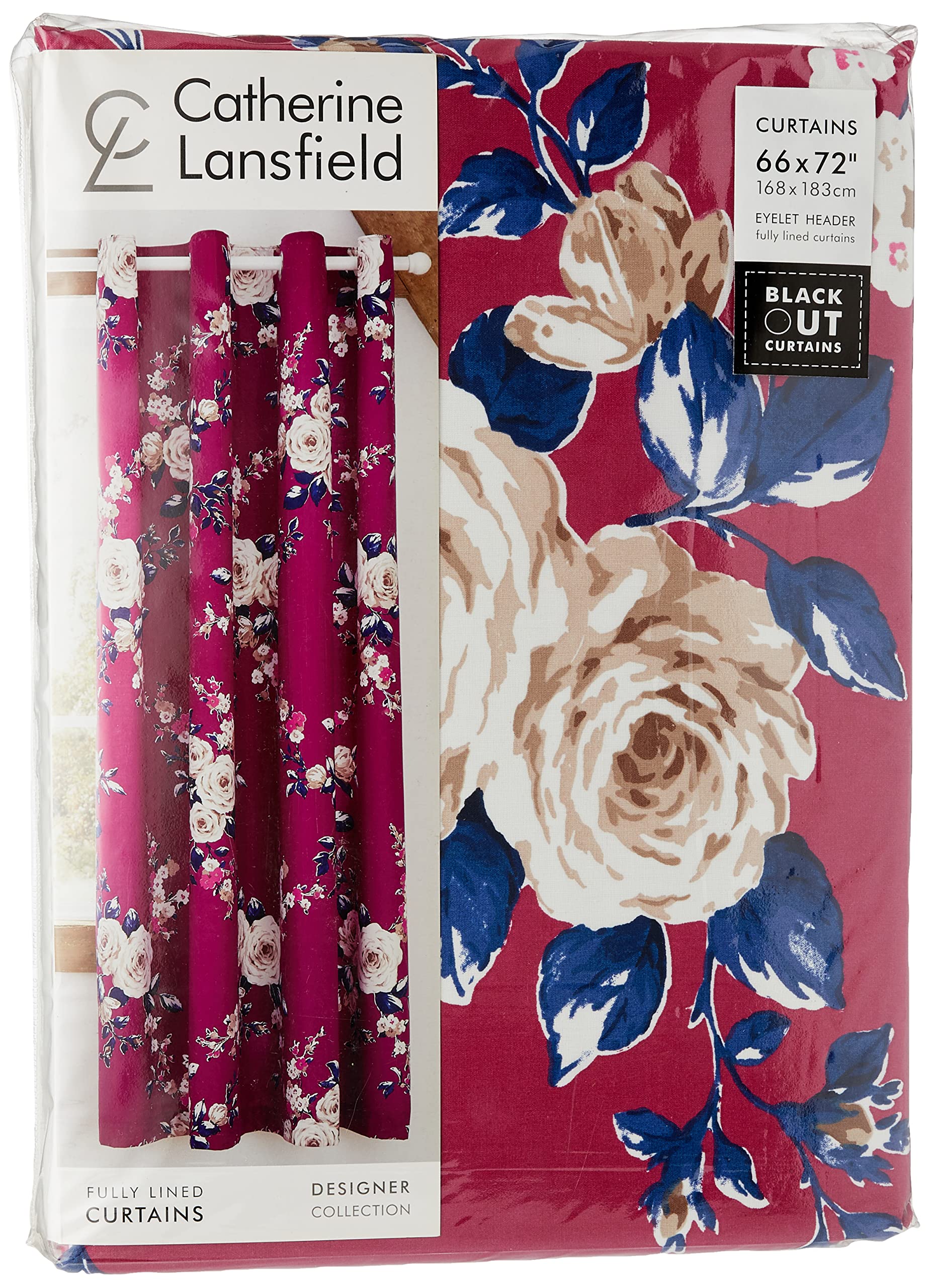 Catherine Lansfield Canterbury Easy Care Eyelet Curtains Plum, 66 x 72 Inch