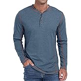 Sailwind Men's Henley Shirts Long Sleeve Casual Classic Tee Cotton Button Henley Maverick T-Shirts
