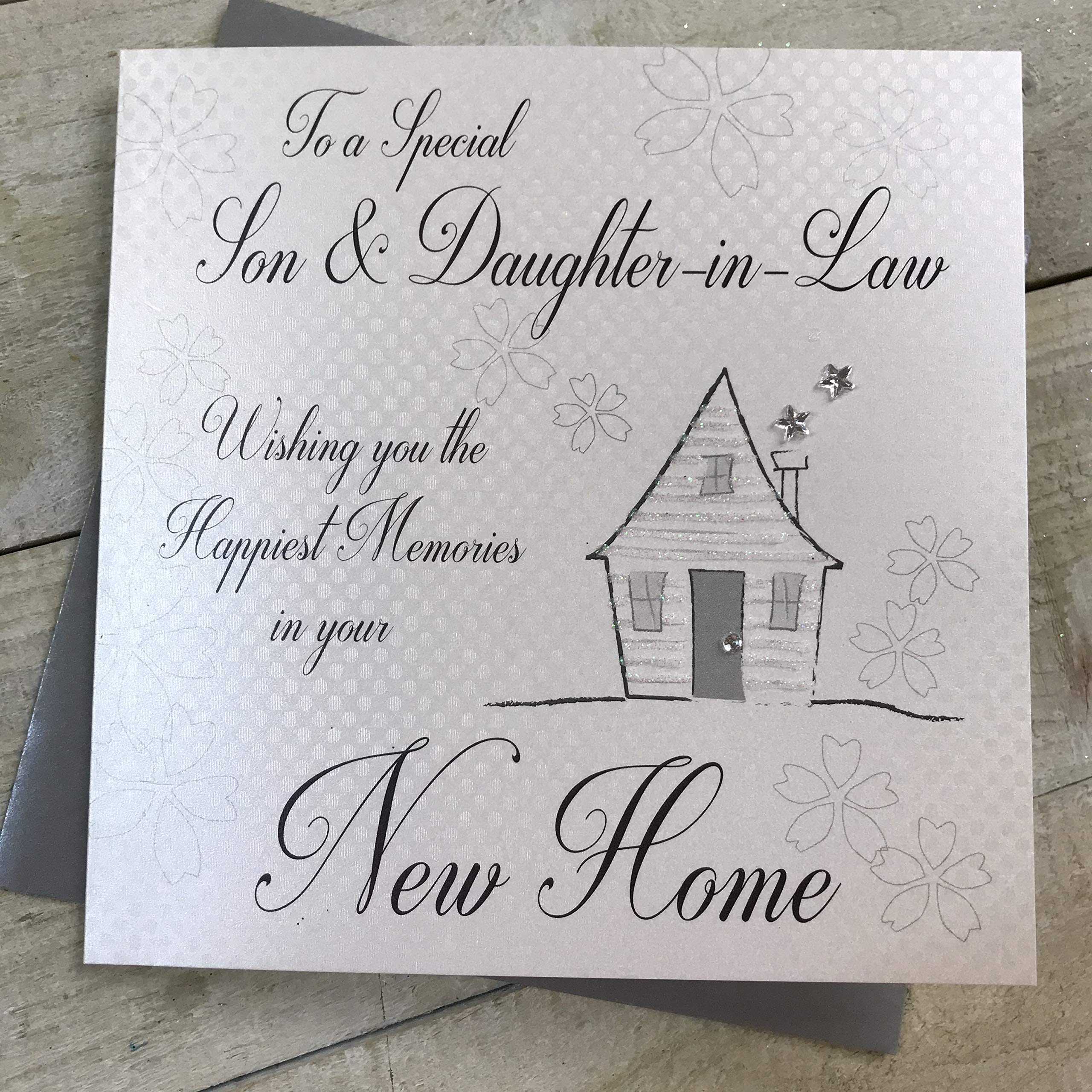 White Cotton Cards Handmade New Home Card, Son and Daughter-in-Law - Code Ss252-Sd, Black,16 x 16 cm