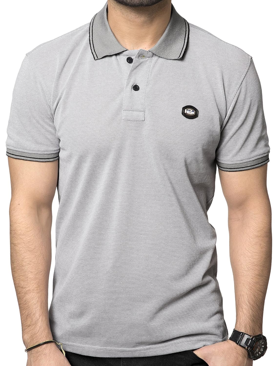 zeyo classic polo t shirts for men with collar solid regular fit grey & maroon half sleeve