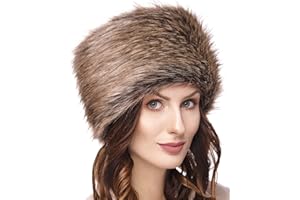 Futrzane Classic Cossack Hat - Faux Fur Hats for Women - Warm Furry Russian Hat
