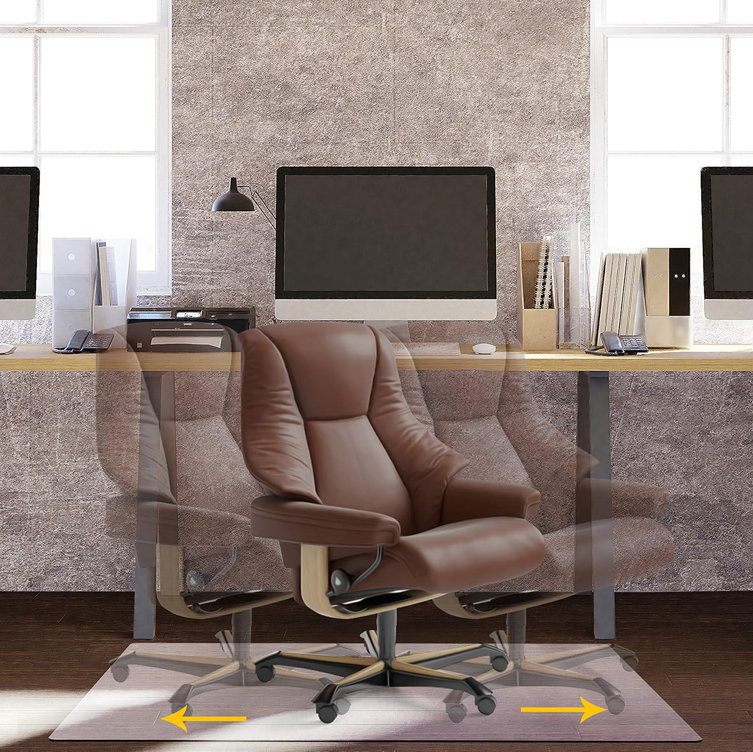 Belle Vous Heavy Duty Transparent Chair Floor Mat, L91.5 x H123cm / 36.02 x 48.42 Inches, Clear Easy Glide - Image 5
