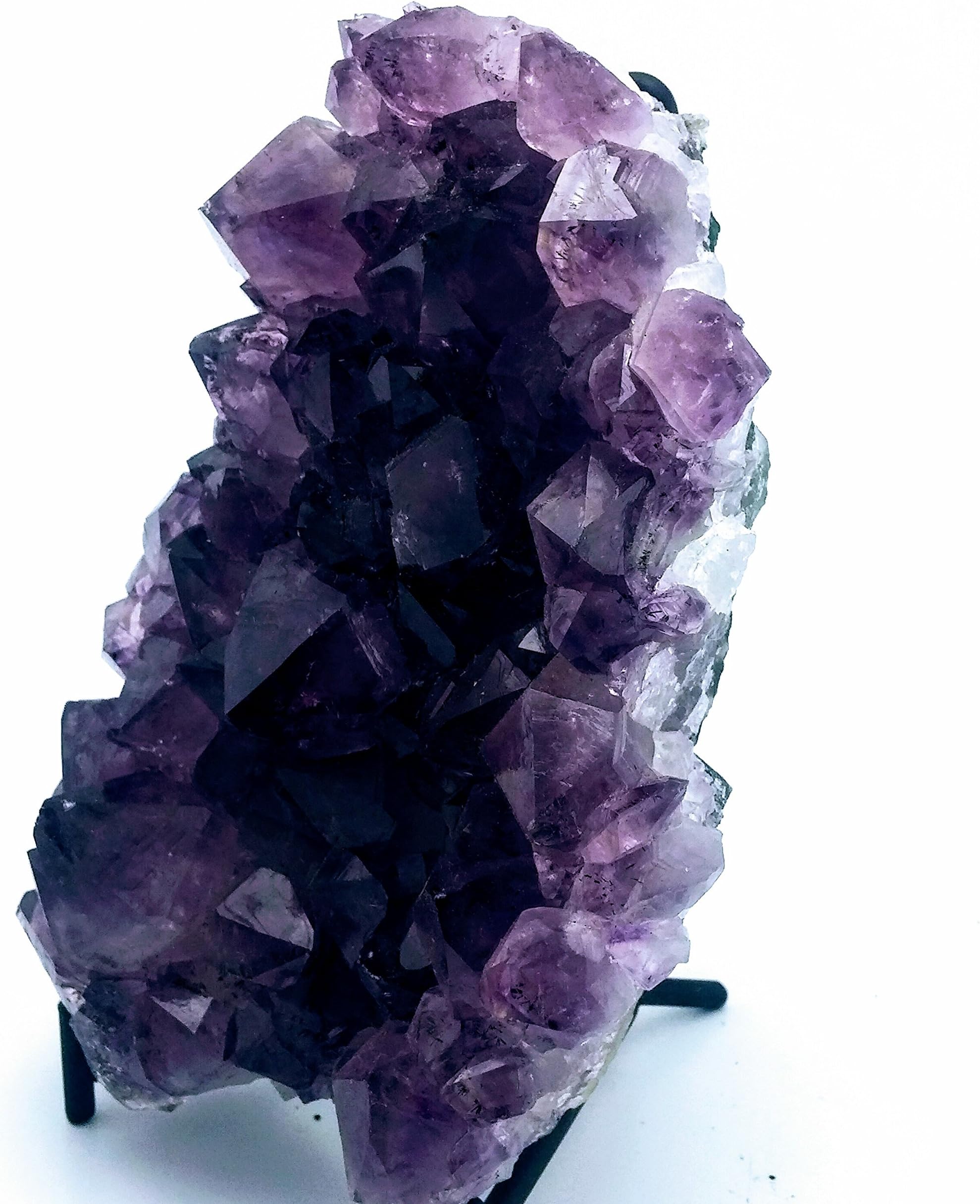 Gypsy Palace Collection Amethyst Crystal Geode Display Specimen-3 to 5 inch 8 to 15oz with Black Wrought Iron Stand Healing Gemstone Wiccan Rock