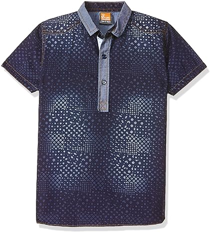 Boy's cotton a line Kurta (15111SR-R_ DARK BLUE_ 10)