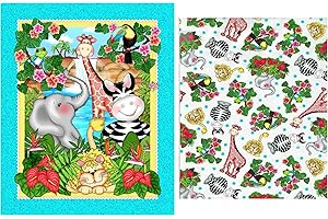 Bazoople Junge Animal Baby Panel & Coordinating Fabric