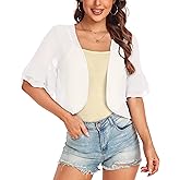 Women's Cardigan Bolero Shrug Ruffle Short Sleeve Open Front Loose Sheer Jackets for Tops