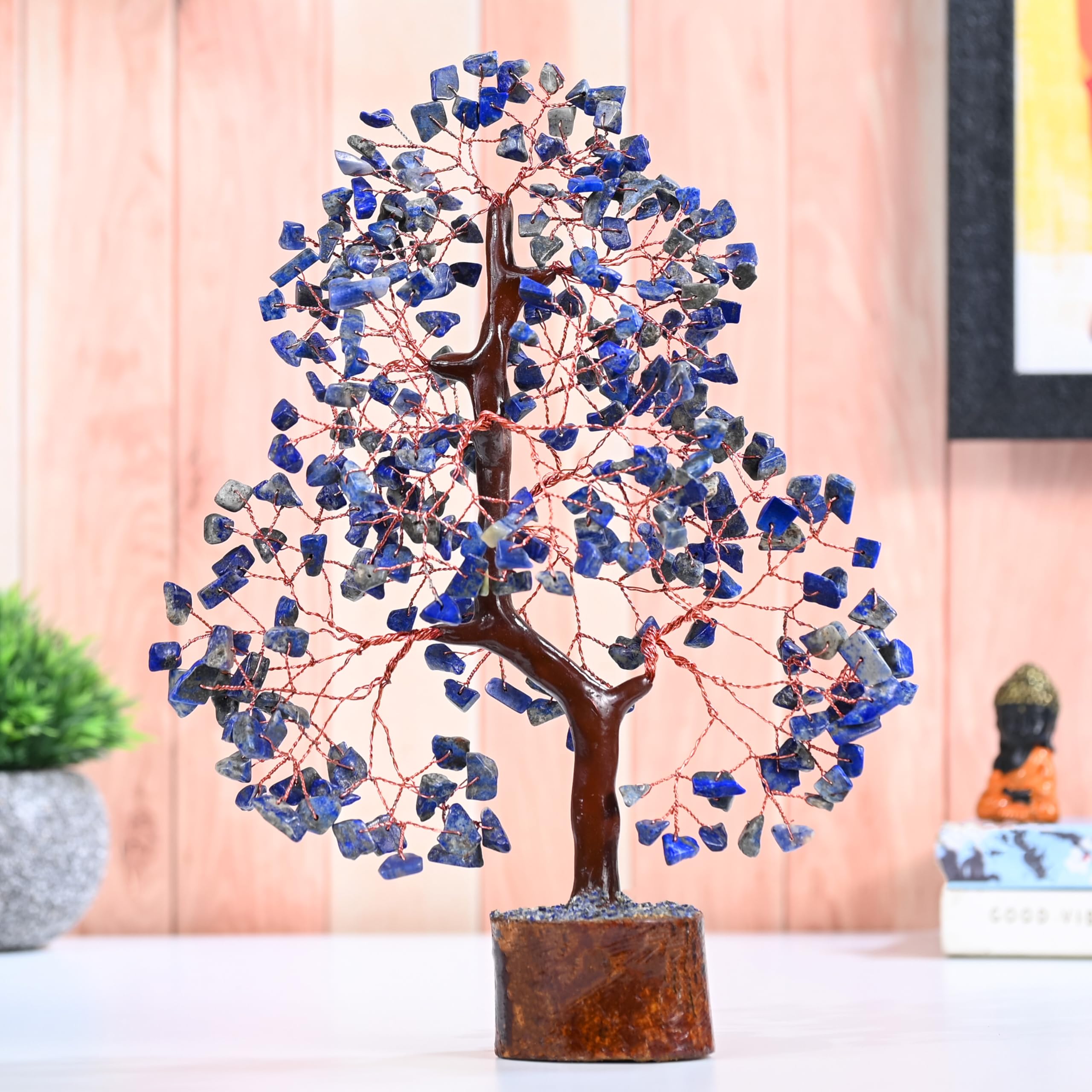 Crocon Lapis Lazuli Chakra Tree of Life - Feng Shui Money Bonsai, Gemstone Tree for Positive Energy, Home Decoration Figurine, Chakra Healing Crystal, Meditation Stones - Spiritual Gift