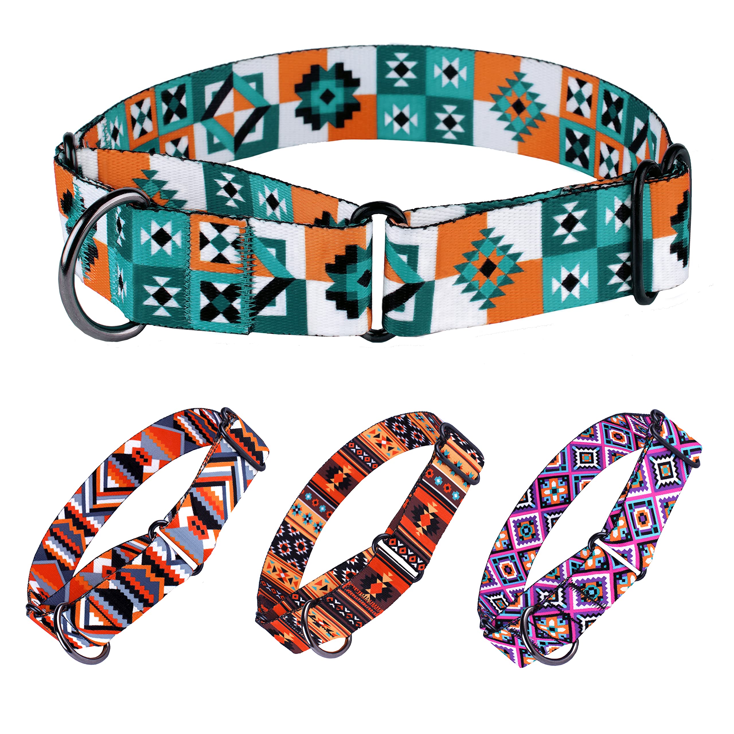 Murom Martingale Collar for Dogs Small Medium Large Tribal Geometric Pattern Training Wide Collars Puppy Adjustable Heavy Duty (Scandinavian, 12-17 inches)