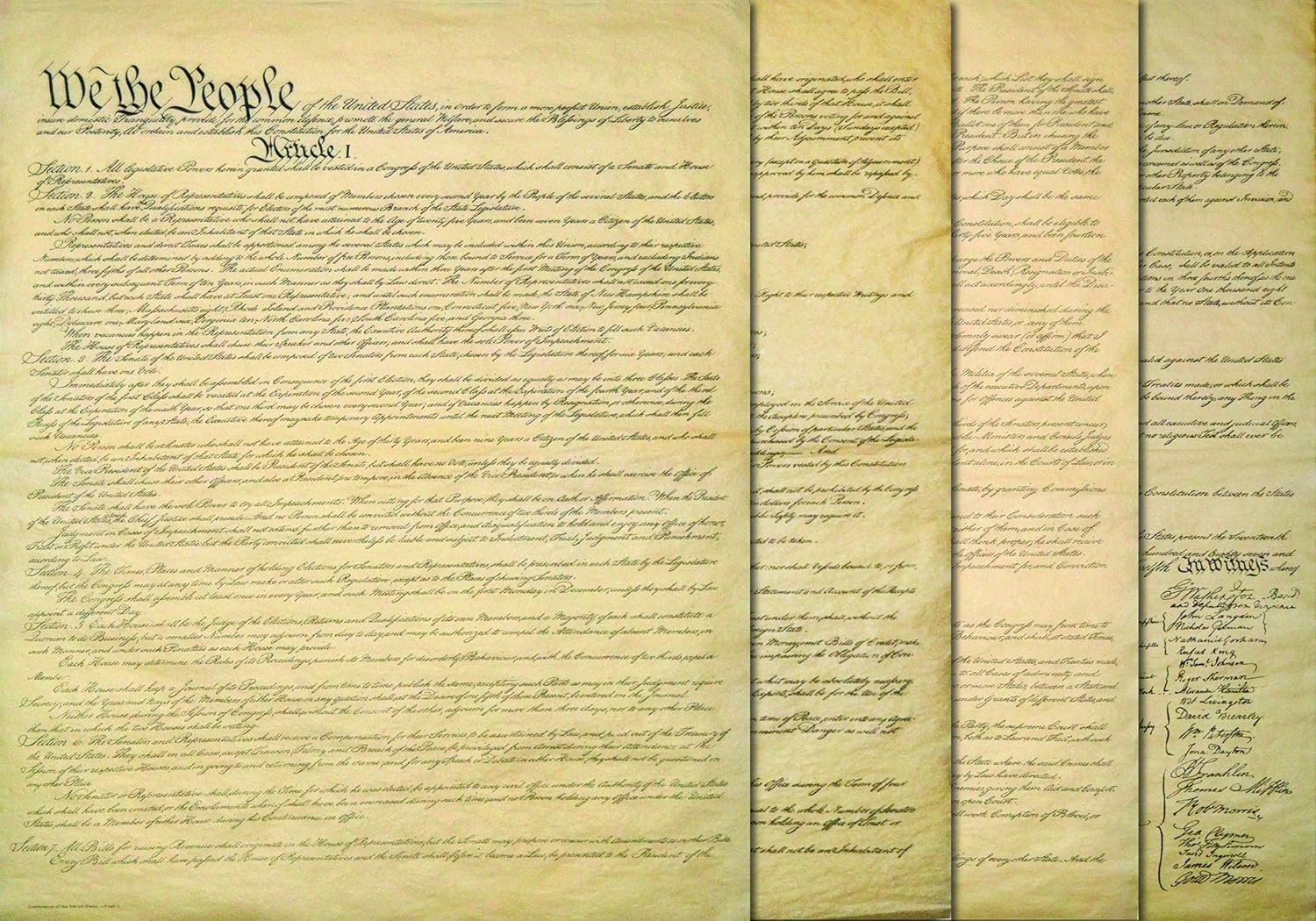 4 Page United States Constitution in it's Original Layout