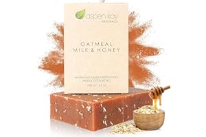 Aspen Kay Naturals Goats Milk, Honey & Oatmeal Soap Bar – with Organic Raw Honey, Goats Milk, Rolled Oats & Shea Butter - Exfoliating Soap – For All Skin Types - Handmade in Florida. 4.5 oz Bar
