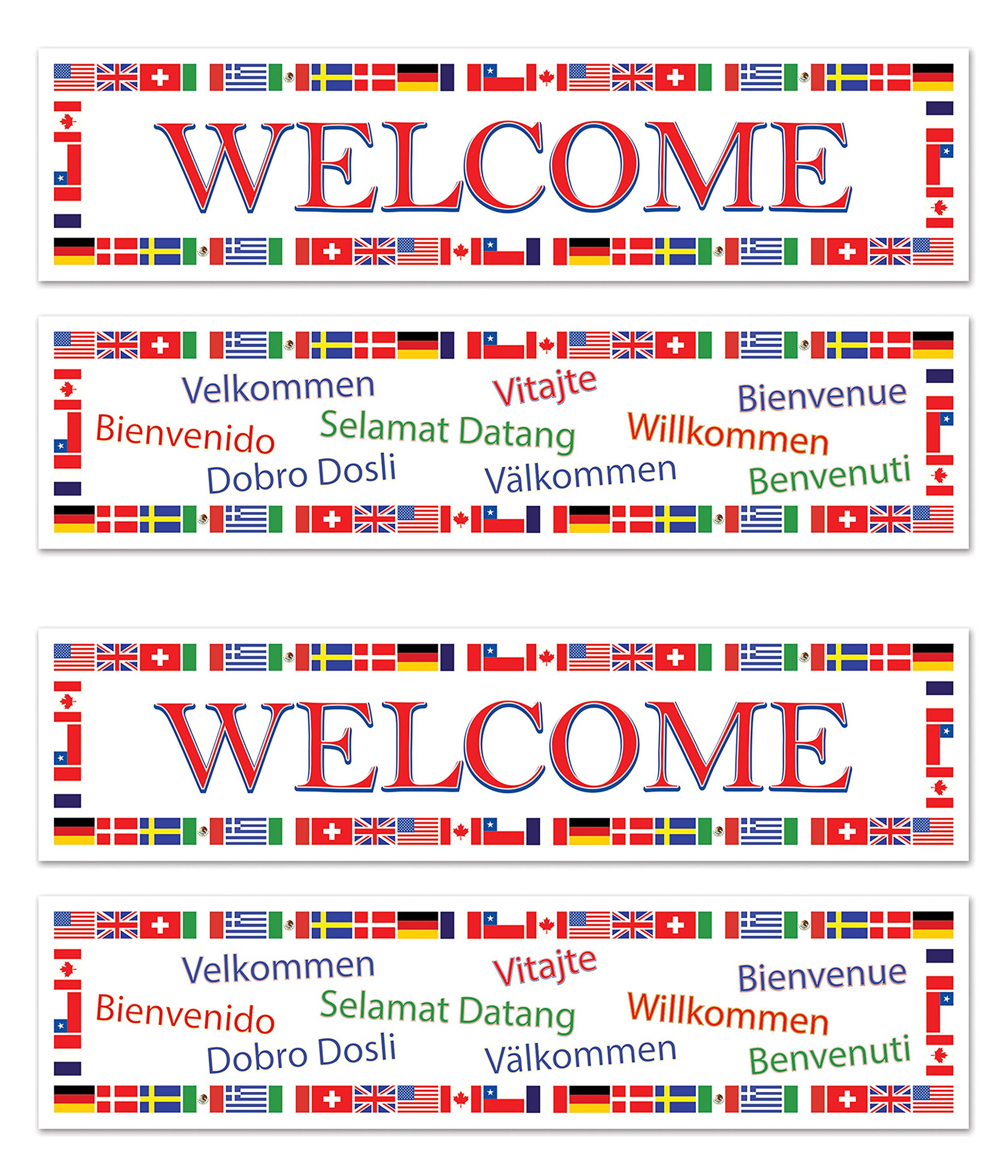 Beistle, 4 Piece International Welcome Banners, 15'' x 5'