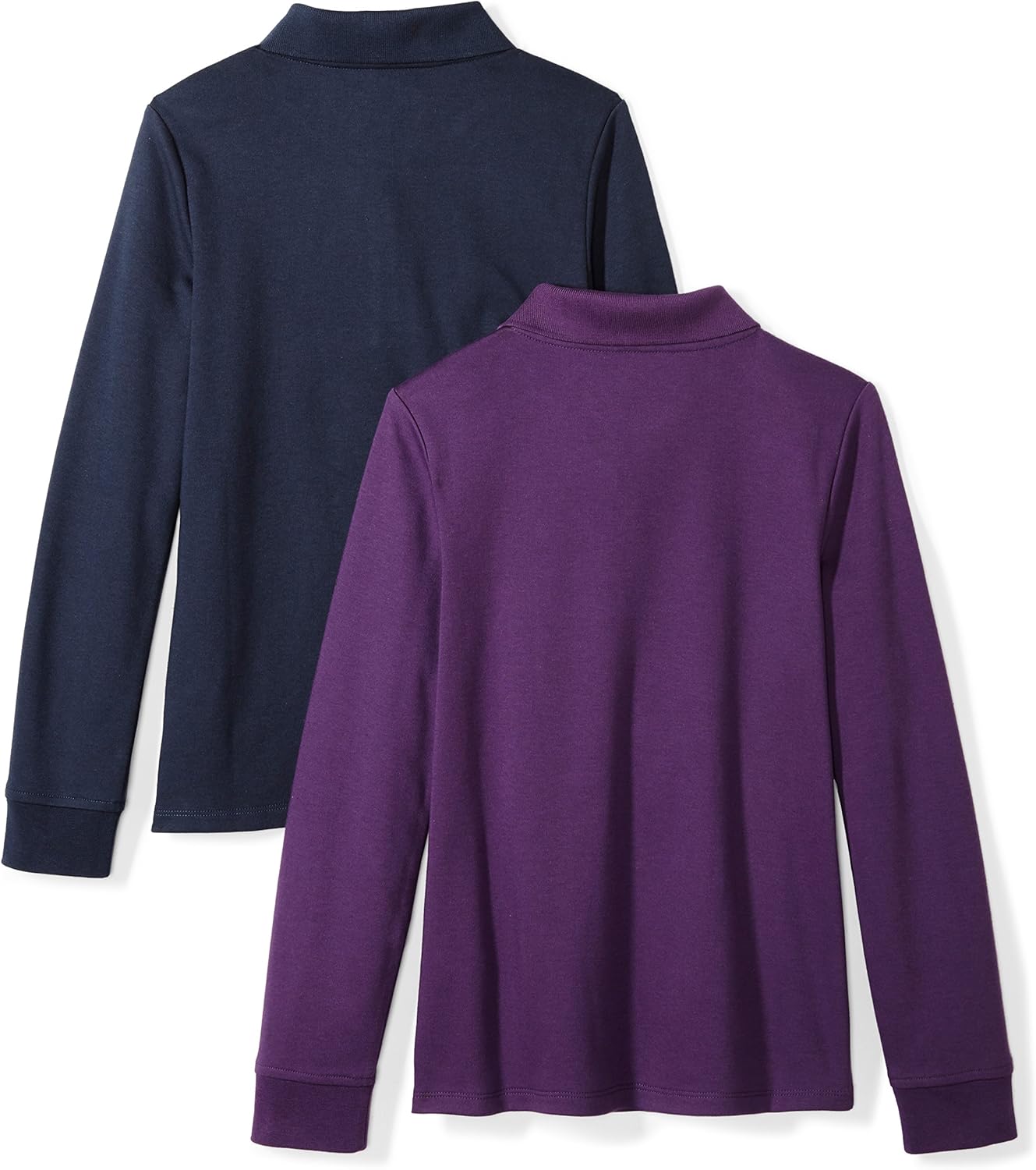  Essentials Girls' 2-Pack Long-Sleeve Interlock Polo Shirt: Clothing