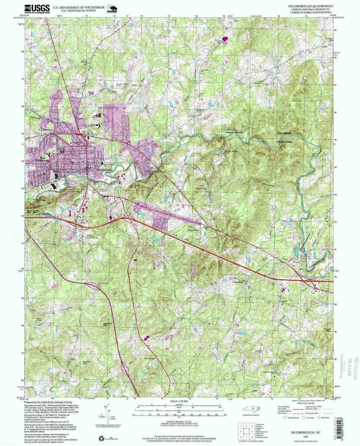 YellowMaps Hillsborough NC topo map, 124000 Scale, 7.5 X 7.5 Minute, Historical